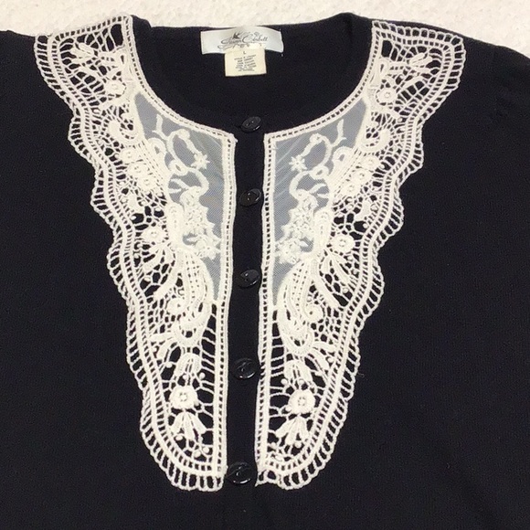 BLACK & LACE CARDIGAN L ❤️$$ DROP❤️ - Picture 3 of 6